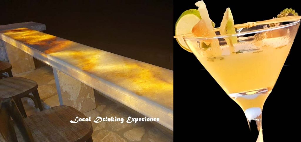 Kitron cocktail at ELaiolithos in Naxos, crafted with local Kitron liqueur, citrus, and herbs from the surrounding region.