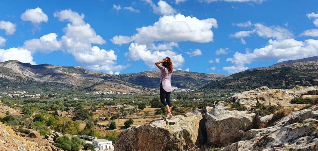 Panoramic view of the Naxos valley with traditional villages and mountain landscape
