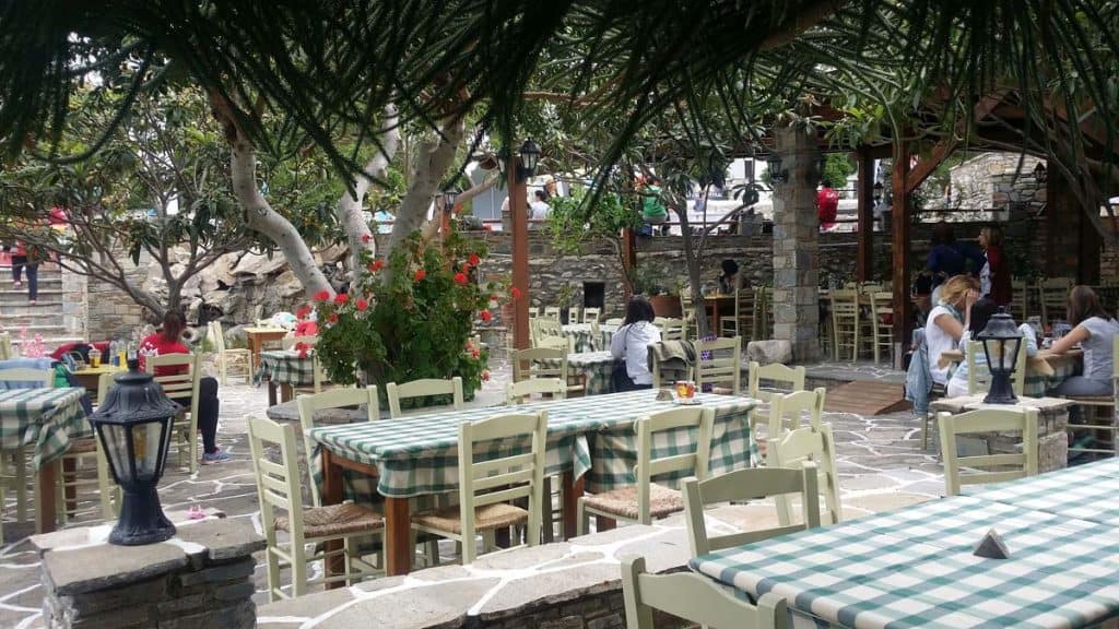 Traditional village taverna in Naxos serving local Greek cuisine