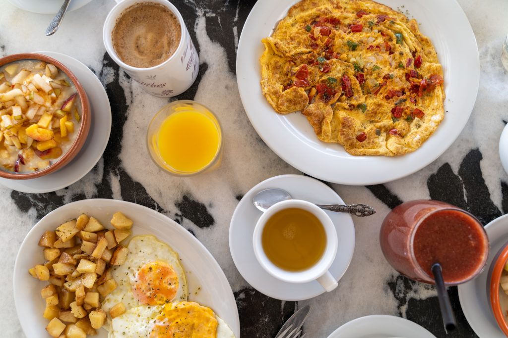 Fresh eggs and vegetables for breakfast from local farms near ELaiolithos in Naxos